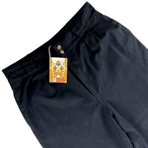 NWT Lucy & Yak Trousers Women XL Black High Waisted Pleated Organic Cotton Twill